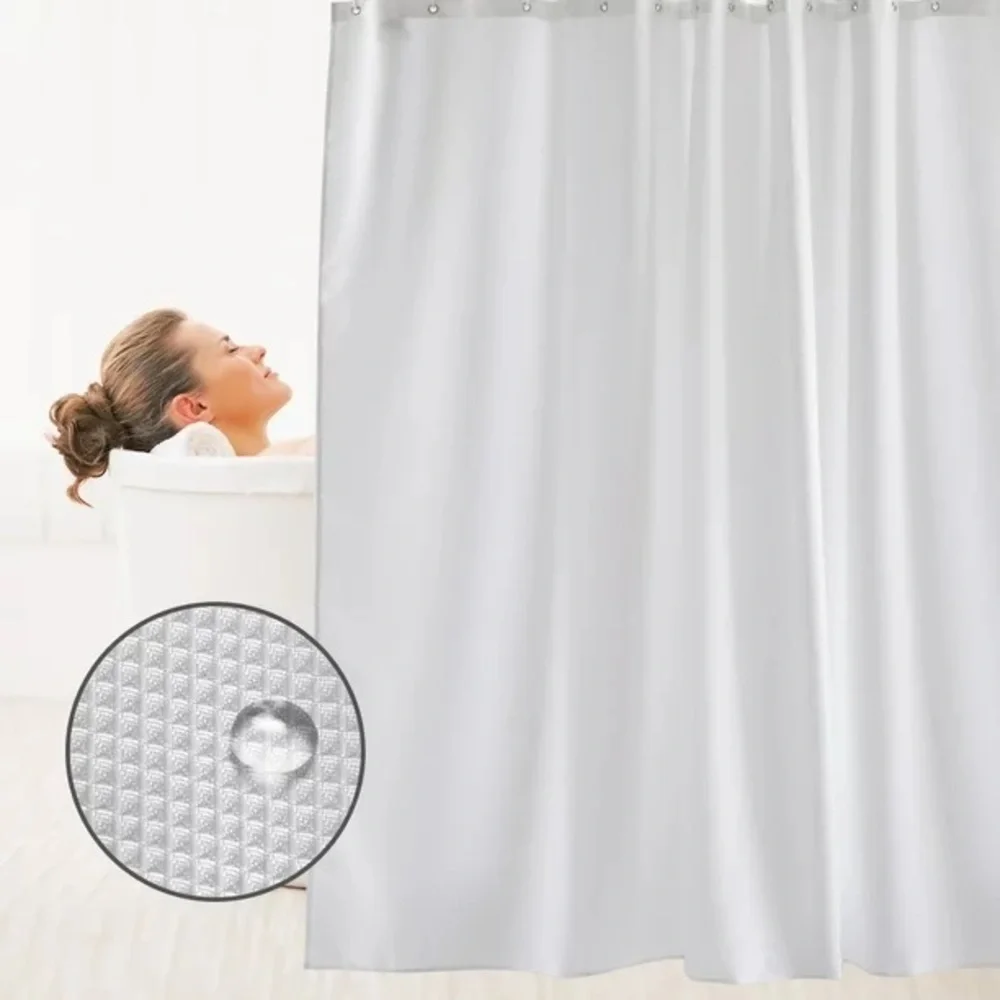 Haven Organic Cotton Waffle Shower Curtain 72in x 72in (182cm x 182cm)Sky Gray